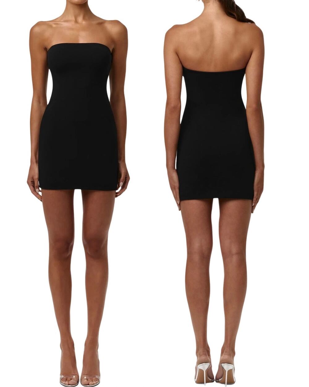 Naked Wardrobe Black Strapless Crepe Tube Mini Dress Sz Small Bodycon Club